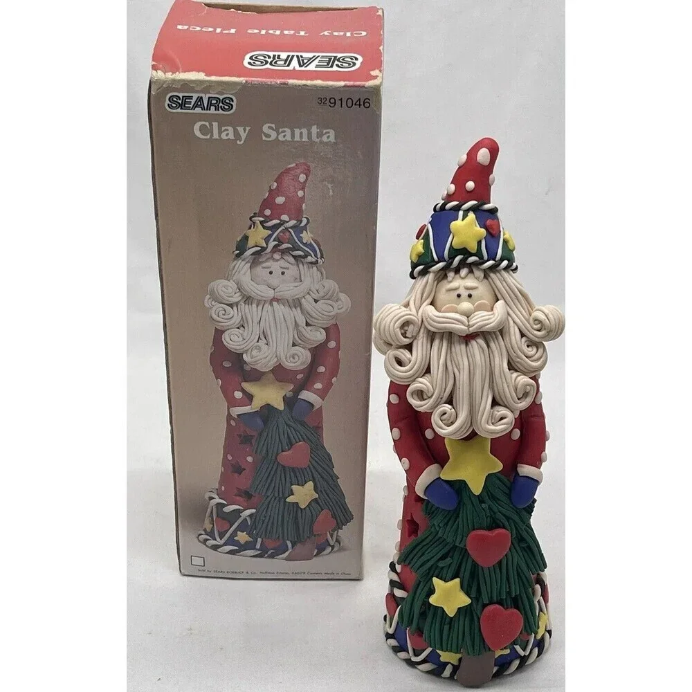 VINTAGE SEARS CLAY SANTA EXCLUSIVE CLAY TABLE PIECA FIGURINE 9” CHRISTMAS 91046